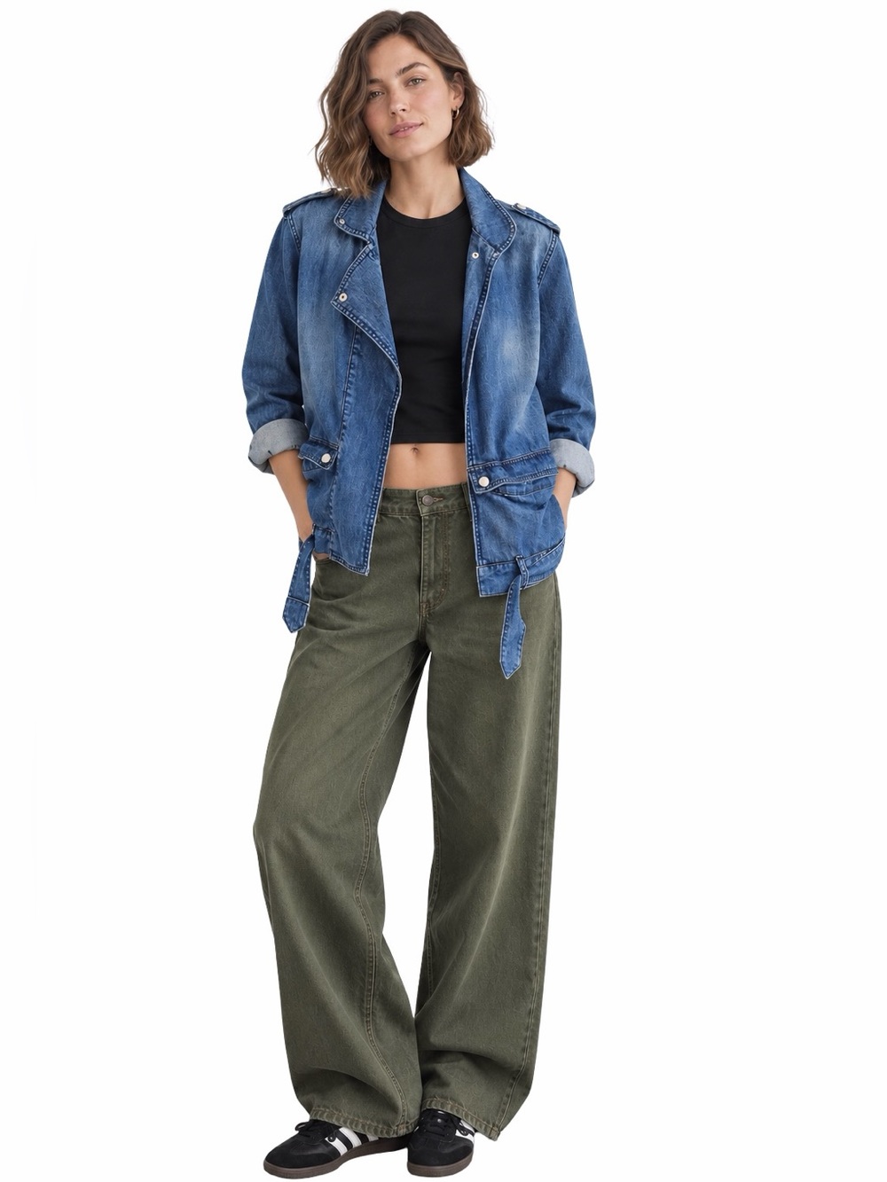 One Teaspoon x Urban Outfitters Slouchy Belted Denim Jacket Size XS Oversized